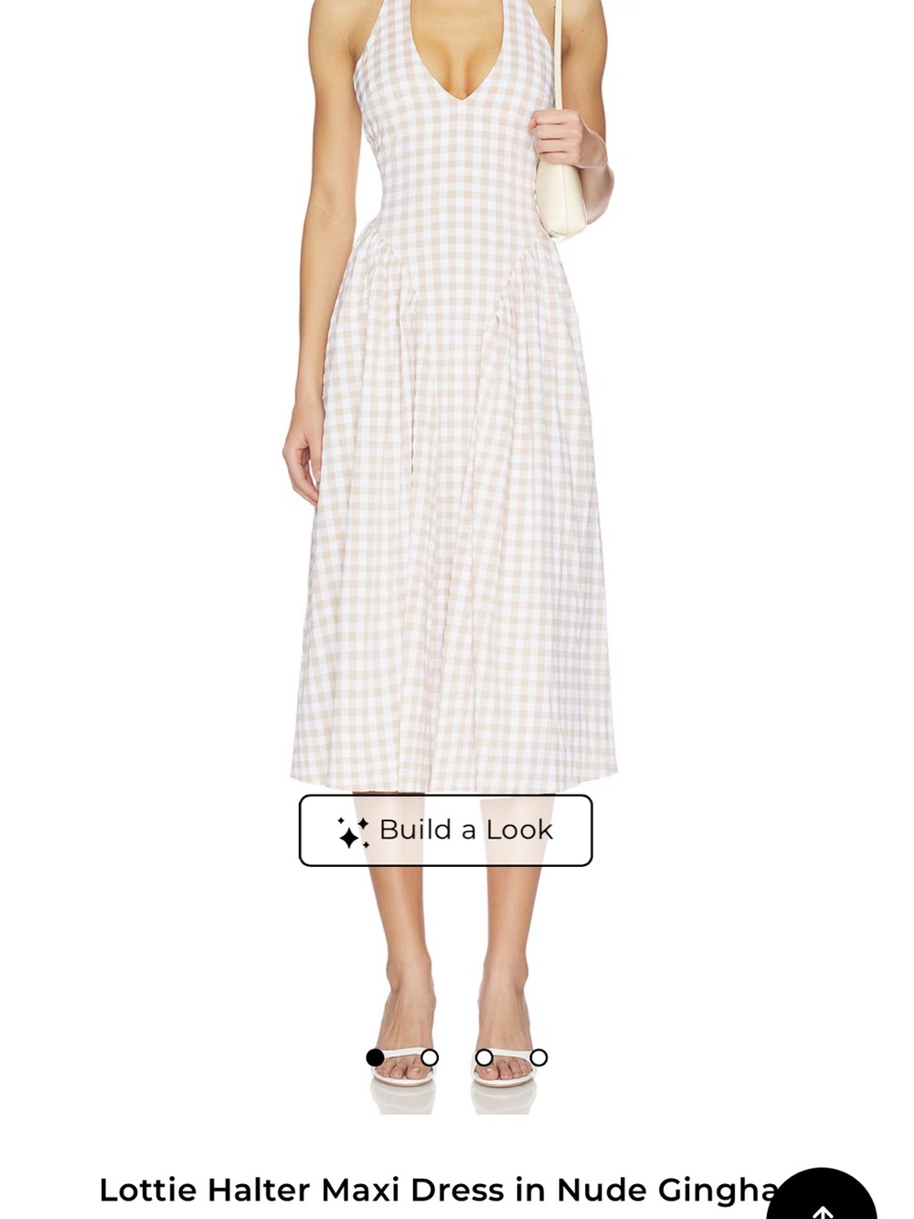 More To Come Lottie Halter Maxi Dress in Nude Gingham